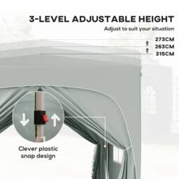 OUTSUNNY 3 x 3(m) UPF50+ Pop Up Gazebo with Sides & Carry Bag, Light Grey - thumbnail 5