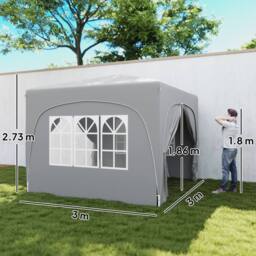 OUTSUNNY 3 x 3(m) UPF50+ Pop Up Gazebo with Sides & Carry Bag, Light Grey - thumbnail 3