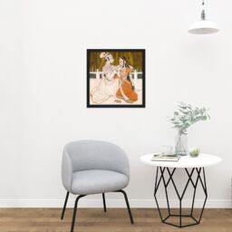 "Artery8 Wall Art Print India Krishna & Radha Square Framed Picture 16X16 Inch in Black - Size: W16"" x H16""" - thumbnail 2