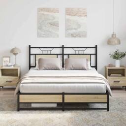 Berkfield Home Bed Frame without Mattress Sonoma Oak 140x190 cm Engineered Wood in Light Tan - thumbnail 4