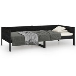 Berkfield Home Day Bed Black Solid Wood Pine 90x190 cm - thumbnail 2