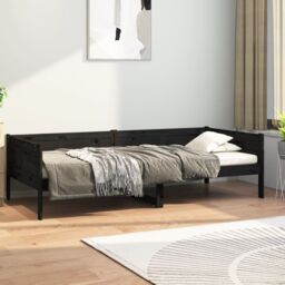 Berkfield Home Day Bed Black Solid Wood Pine 90x190 cm