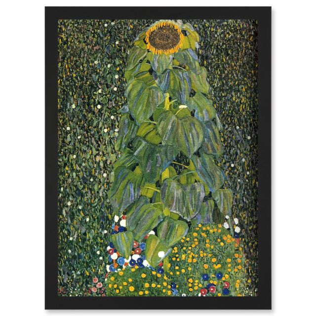 Artery8 Gustav Klimt The Sunflower 1907 Old Master Painting Artwork Framed Wall Art Print A4 in Black - image 1