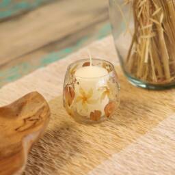 Serenityy Natural Floral Glass Candle Holder - Pink & Cream - 8x8 cm - thumbnail 9