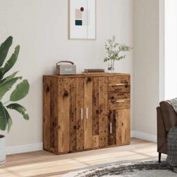Berkfield Home Sideboard Old Wood 91x29.5x75 cm Engineered Wood in Brown - thumbnail 3