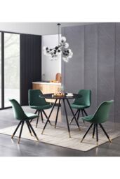 Life Interiors Single Sofia Ergonomic Modern Dining Chair Upholstered in Velvet, Metal Legs with Gold End Caps in Green - thumbnail 6