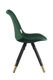 Life Interiors Single Sofia Ergonomic Modern Dining Chair Upholstered in Velvet, Metal Legs with Gold End Caps in Green - thumbnail 3