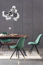 Life Interiors Single Sofia Ergonomic Modern Dining Chair Upholstered in Velvet, Metal Legs with Gold End Caps in Green - thumbnail 8