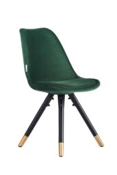 Life Interiors Single Sofia Ergonomic Modern Dining Chair Upholstered in Velvet, Metal Legs with Gold End Caps in Green - thumbnail 1