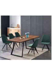 Life Interiors Single Sofia Ergonomic Modern Dining Chair Upholstered in Velvet, Metal Legs with Gold End Caps in Green - thumbnail 7
