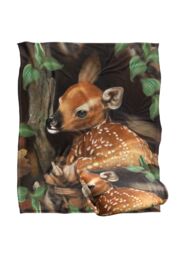 JQ Licensing Karen Latham Fawn Baby Deer Silky Touch Super Soft Throw Blanket 152 X 127 cm in White - thumbnail 2