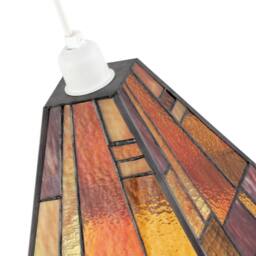 Happy Homewares Art Deco Tiffany Pendant Lighting Shade with Orange & Amber Panels - thumbnail 3