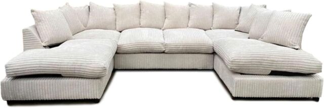 Furniture 786 Monaco Scatter Back 6 Seater U Shaped Corner Jumbo Cord Fabric Sofa in Ivory - image 1