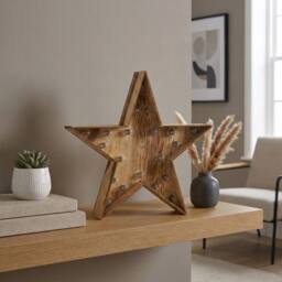 Garden Greatness Wooden Star LED Light Decoration in Beige - thumbnail 2