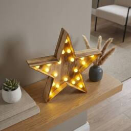 Garden Greatness Wooden Star LED Light Decoration in Beige - thumbnail 3