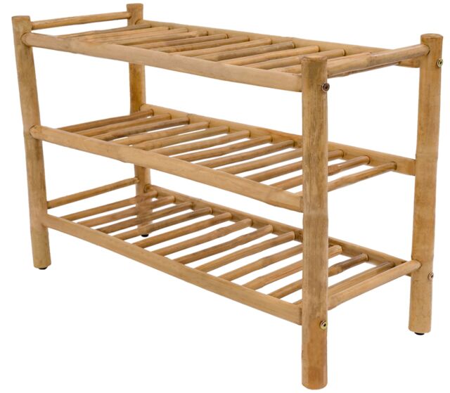 Nordlys Shoe Rack Entry Furniture 3 Shelves in Bamboo in Brown - image 1