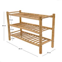 Nordlys Shoe Rack Entry Furniture 3 Shelves in Bamboo in Brown - thumbnail 5