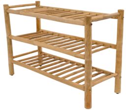 Nordlys Shoe Rack Entry Furniture 3 Shelves in Bamboo in Brown