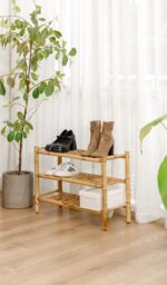 Nordlys Shoe Rack Entry Furniture 3 Shelves in Bamboo in Brown - thumbnail 2