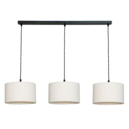 ValueLights Reni Cream Boucle Shade 3 Drop Bar Black Diner Ceiling Pendant Light - thumbnail 2