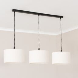 ValueLights Reni Cream Boucle Shade 3 Drop Bar Black Diner Ceiling Pendant Light - thumbnail 3
