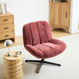 Nordlys Swivel Scandinavian Design Armchair in Red - thumbnail 3