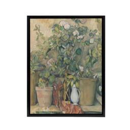 "Artery8 Terracotta Pots & Flowers Paul Cezanne Framed Canvas Wall Art Print - Size: W12"" x H16""" - thumbnail 1