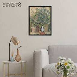 "Artery8 Terracotta Pots & Flowers Paul Cezanne Framed Canvas Wall Art Print - Size: W12"" x H16""" - thumbnail 3