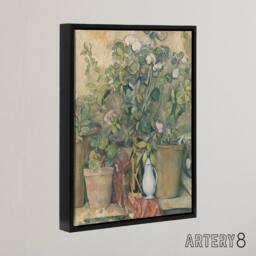"Artery8 Terracotta Pots & Flowers Paul Cezanne Framed Canvas Wall Art Print - Size: W12"" x H16""" - thumbnail 2