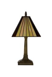 ValueLights Tiffany Traditional Stained Glass Antique Brass Table Lamp & Bulb in Amber - thumbnail 6