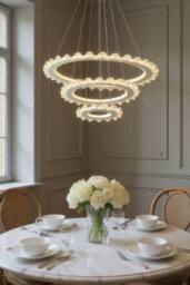 Living and Home Modern LED Pendant Light Chandelier in Silver