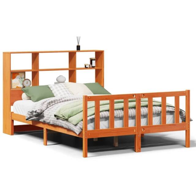 Berkfield Home Bookcase Bed without Mattress Wax Brown 140x200 cm Solid Wood Pine - image 1