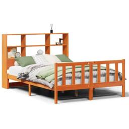 Berkfield Home Bookcase Bed without Mattress Wax Brown 140x200 cm Solid Wood Pine - thumbnail 1