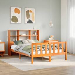 Berkfield Home Bookcase Bed without Mattress Wax Brown 140x200 cm Solid Wood Pine - thumbnail 2