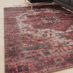 Kukoon Scarlet Distressed Soft Pile Living Room Area Rug Bedroom Floor Mat in Burgundy - Size: 160 cm x 230 cm - thumbnail 1