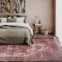 Kukoon Scarlet Distressed Soft Pile Living Room Area Rug Bedroom Floor Mat in Burgundy - Size: 160 cm x 230 cm - thumbnail 3