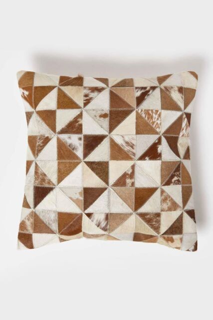 Homescapes Diamond Hide Leather Cushion 45 x 45 cm in Grey - Size: 45 cm x 45 cm - image 1