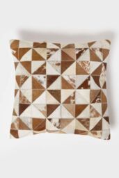 Homescapes Diamond Hide Leather Cushion 45 x 45 cm in Grey - Size: 45 cm x 45 cm - thumbnail 1