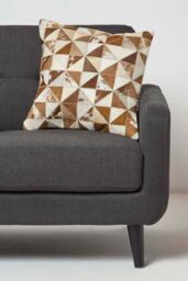 Homescapes Diamond Hide Leather Cushion 45 x 45 cm in Grey - Size: 45 cm x 45 cm - thumbnail 2