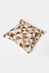 Homescapes Diamond Hide Leather Cushion 45 x 45 cm in Grey - Size: 45 cm x 45 cm - thumbnail 5