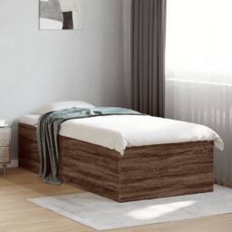 Berkfield Home Modern Bed Frame without Mattress Brown Oak 90x190 cm Single - thumbnail 2