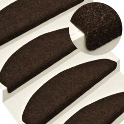 Berkfield Home Self-adhesive Stair Mats 10 pcs Brown 65x21x4 cm Needle Punch - Size: Medium - thumbnail 1