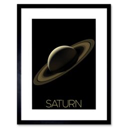 "Artery8 Wall Art Print NASA Our Solar System Saturn Planet Rings Cassini Mission Artwork Framed 9X7 Inch in Black - Size: W7"" x H9""" - thumbnail 1