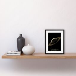"Artery8 Wall Art Print NASA Our Solar System Saturn Planet Rings Cassini Mission Artwork Framed 9X7 Inch in Black - Size: W7"" x H9""" - thumbnail 2