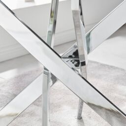 FurnitureboxUK Leonardo 150cm 6-Seater Glass & Chrome Metal Starburst Dining Table in Silver - thumbnail 4