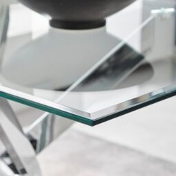 FurnitureboxUK Leonardo 150cm 6-Seater Glass & Chrome Metal Starburst Dining Table in Silver - thumbnail 3