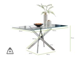 FurnitureboxUK Leonardo 150cm 6-Seater Glass & Chrome Metal Starburst Dining Table in Silver - thumbnail 6