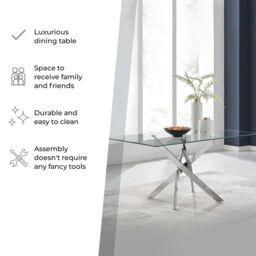 FurnitureboxUK Leonardo 150cm 6-Seater Glass & Chrome Metal Starburst Dining Table in Silver - thumbnail 7