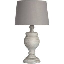 Lemon Pavilion Furniture and Decor Uthina Table Lamp - Linen/Wood - L30 x W30 x H53 cm - Beige/Stone in Stone - thumbnail 1