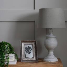 Lemon Pavilion Furniture and Decor Uthina Table Lamp - Linen/Wood - L30 x W30 x H53 cm - Beige/Stone in Stone - thumbnail 4